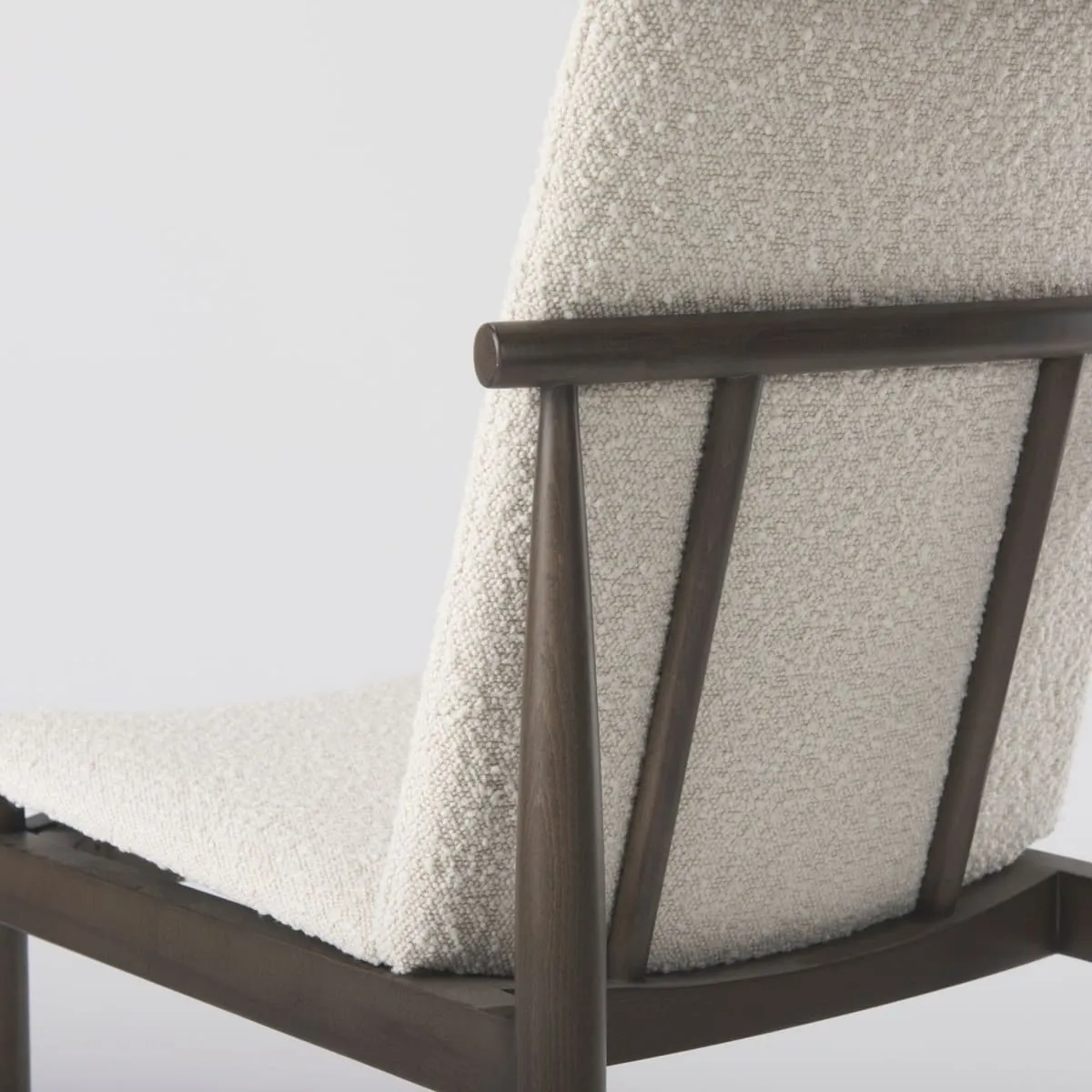 Cavett Dining Chair Cream Bouclé Fabric | Dark Brown Wood
