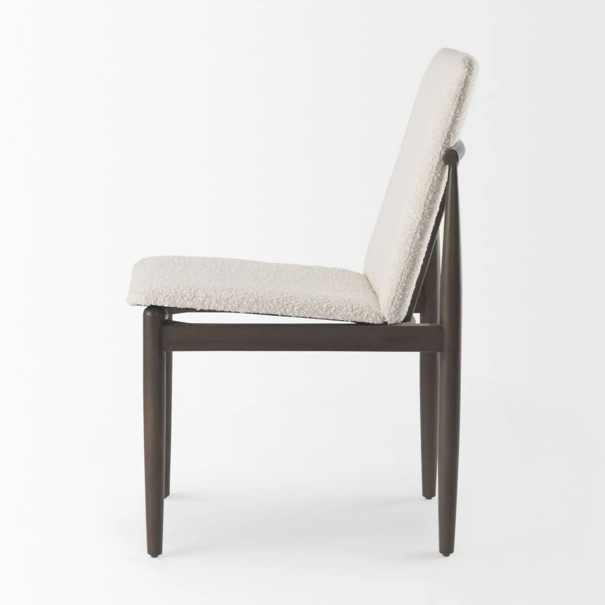 Cavett Dining Chair Cream Bouclé Fabric | Dark Brown Wood