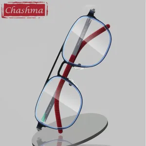 Chashma Ottica Unisex Full Rim Square Titanium Double Bridge Eyeglasses 202202