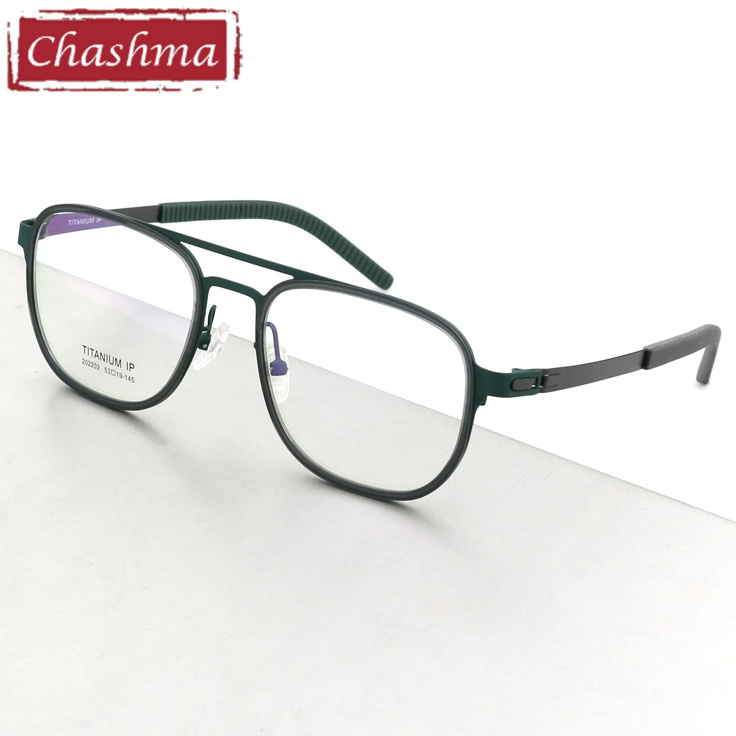 Chashma Ottica Unisex Full Rim Square Titanium Double Bridge Eyeglasses 202202