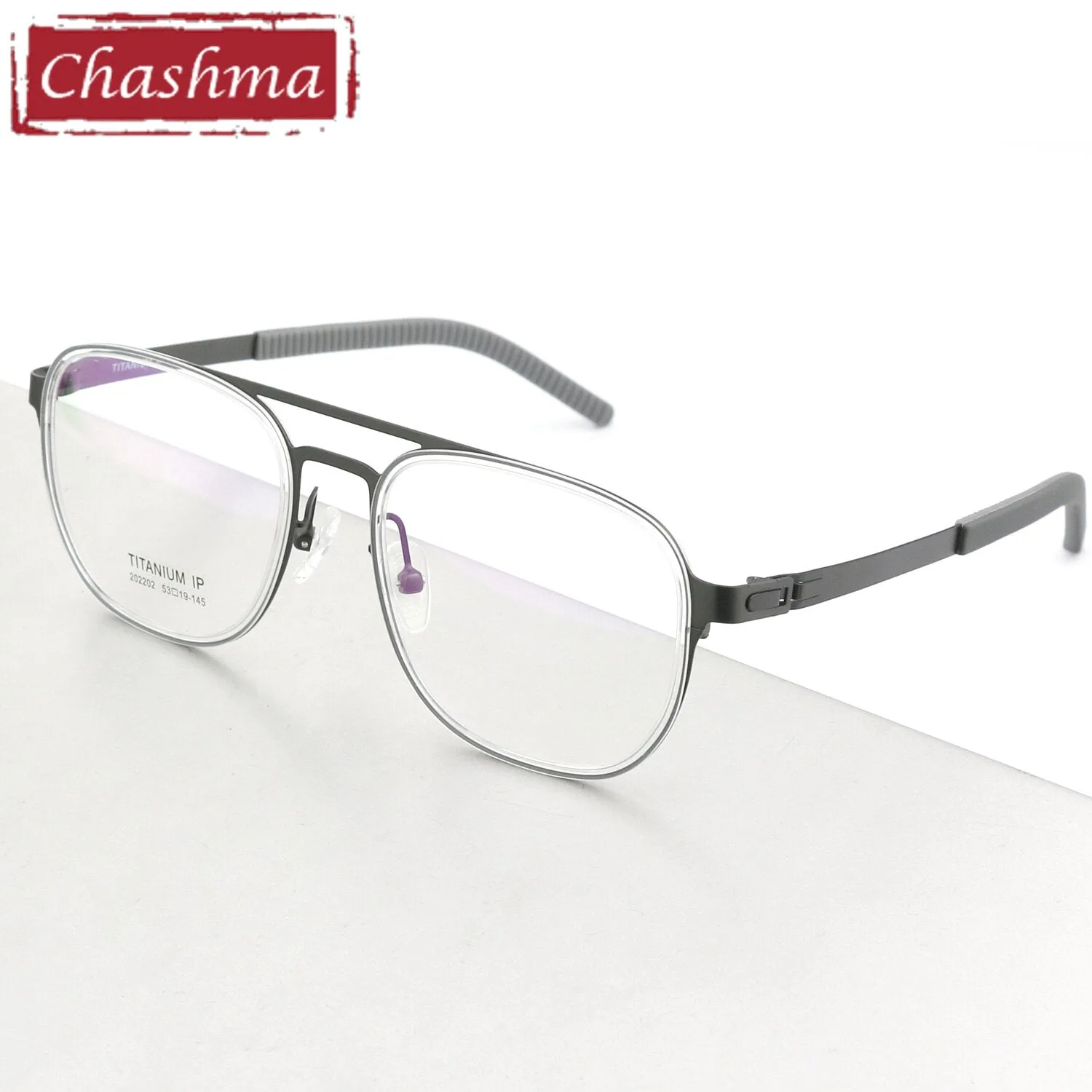 Chashma Ottica Unisex Full Rim Square Titanium Double Bridge Eyeglasses 202202