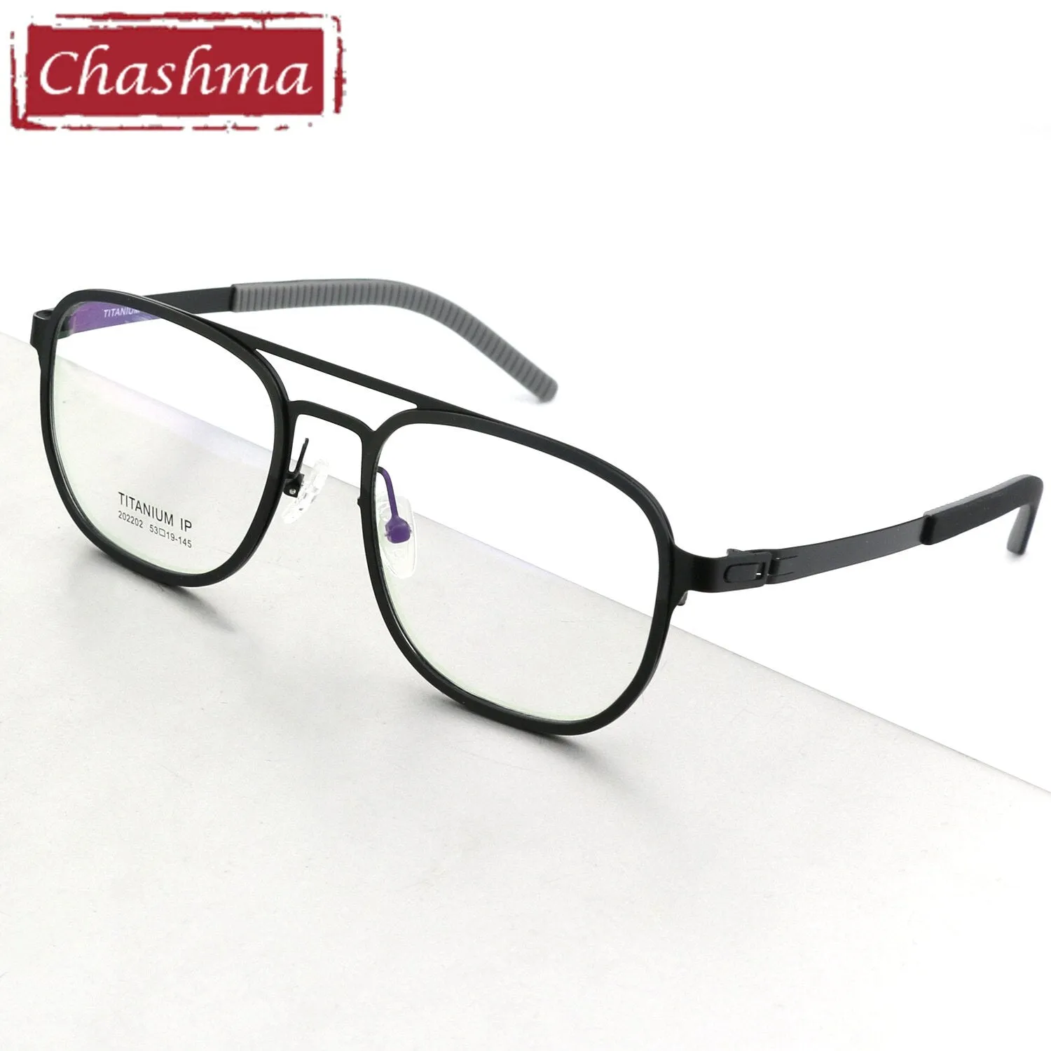 Chashma Ottica Unisex Full Rim Square Titanium Double Bridge Eyeglasses 202202