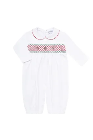 Christmas Smocked long Sleeve Romper