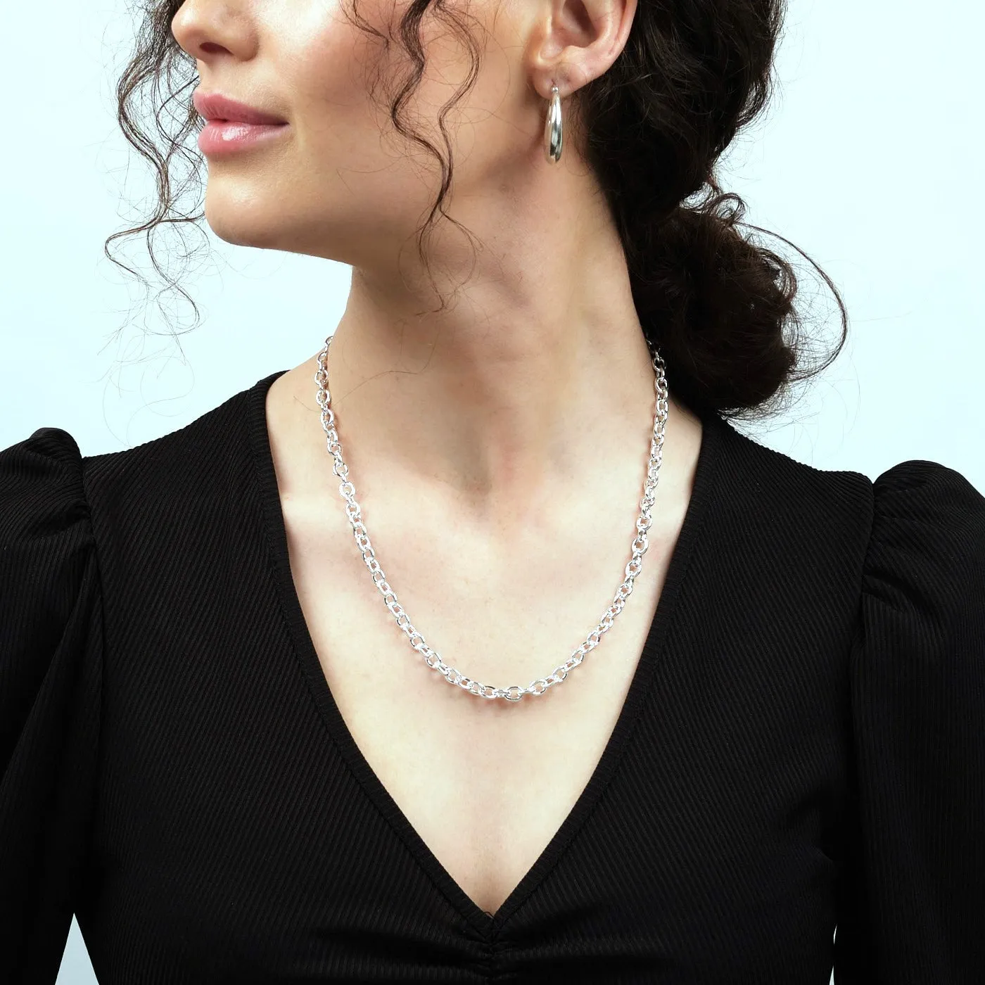 Classic Solid 925 Silver Anchor Chain Necklace For Men and Women