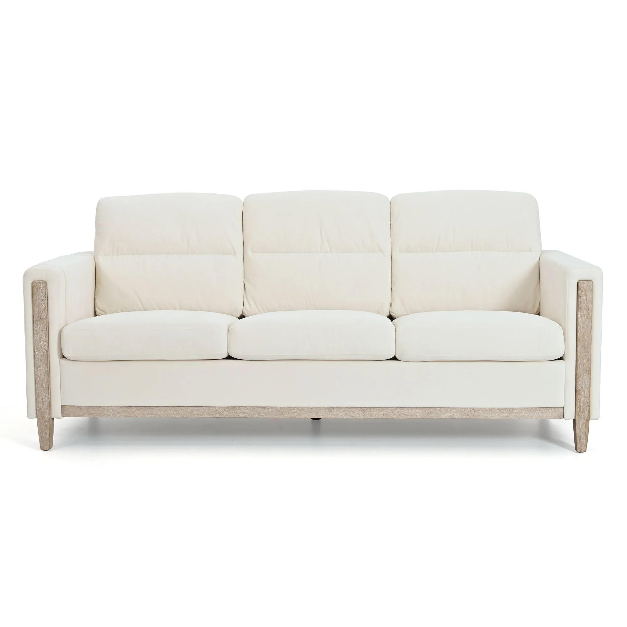 Comfortable Solid Wood Three-Seater Sofa, Soft Cushions, Durable And Long-Lasting, 79.5" Sofa Couch For Living Room