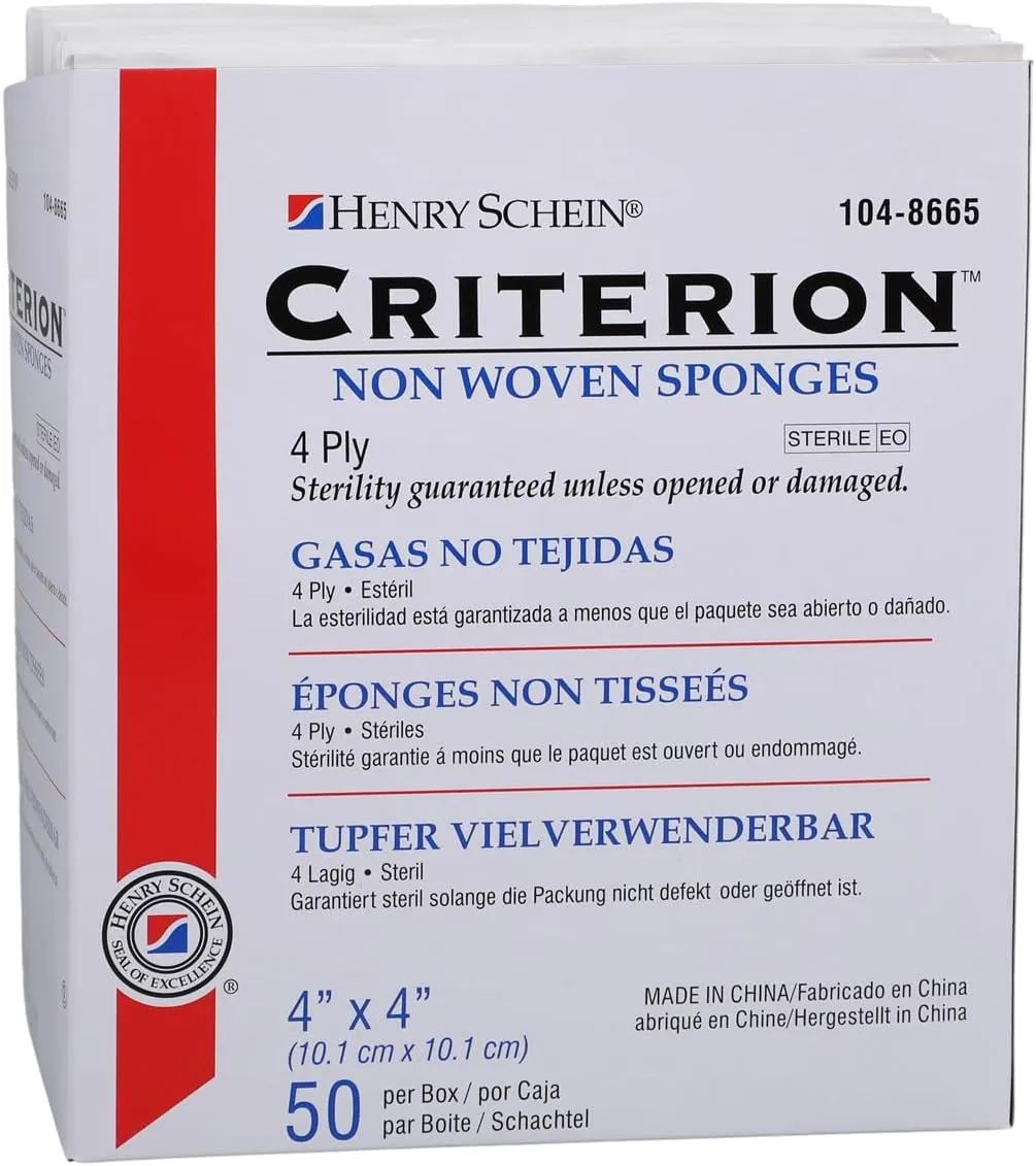 Criterion 4x4 Non-Woven Sponge- Rayon/Polyester Blend, 4-Ply, Sterile- 50/PK
