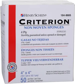 Criterion 4x4 Non-Woven Sponge- Rayon/Polyester Blend, 4-Ply, Sterile- 50/PK