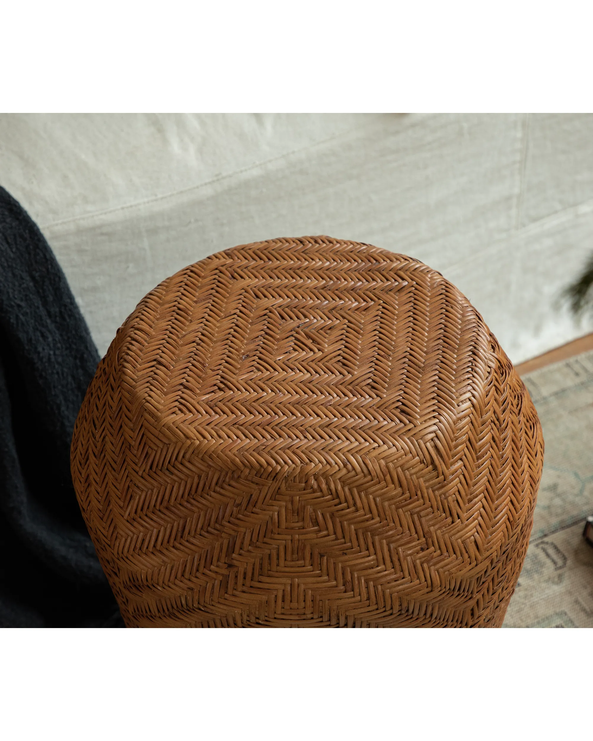 Drum Rattan Side Table