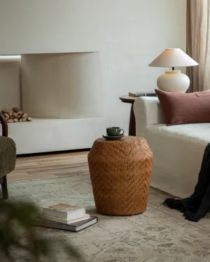 Drum Rattan Side Table