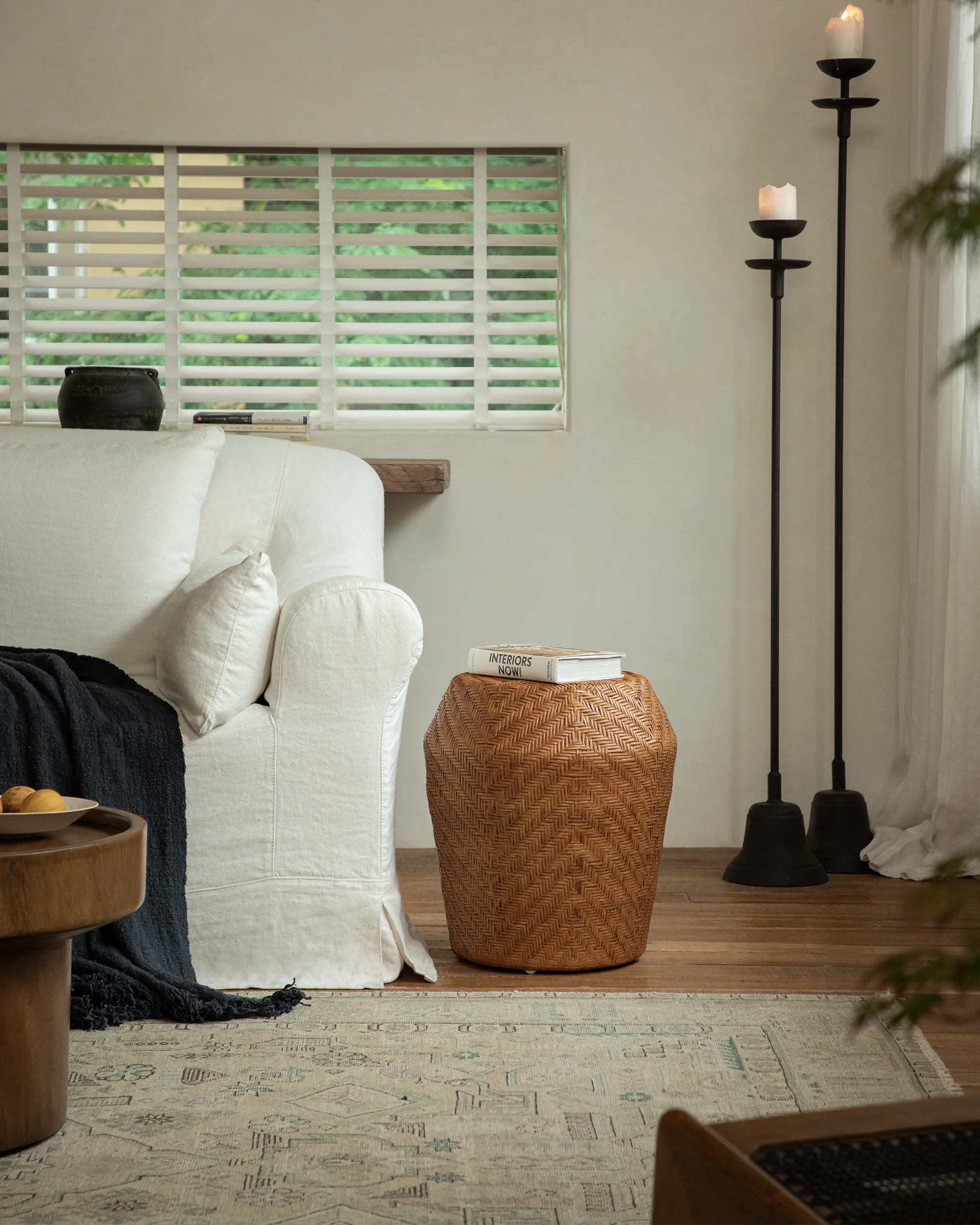 Drum Rattan Side Table