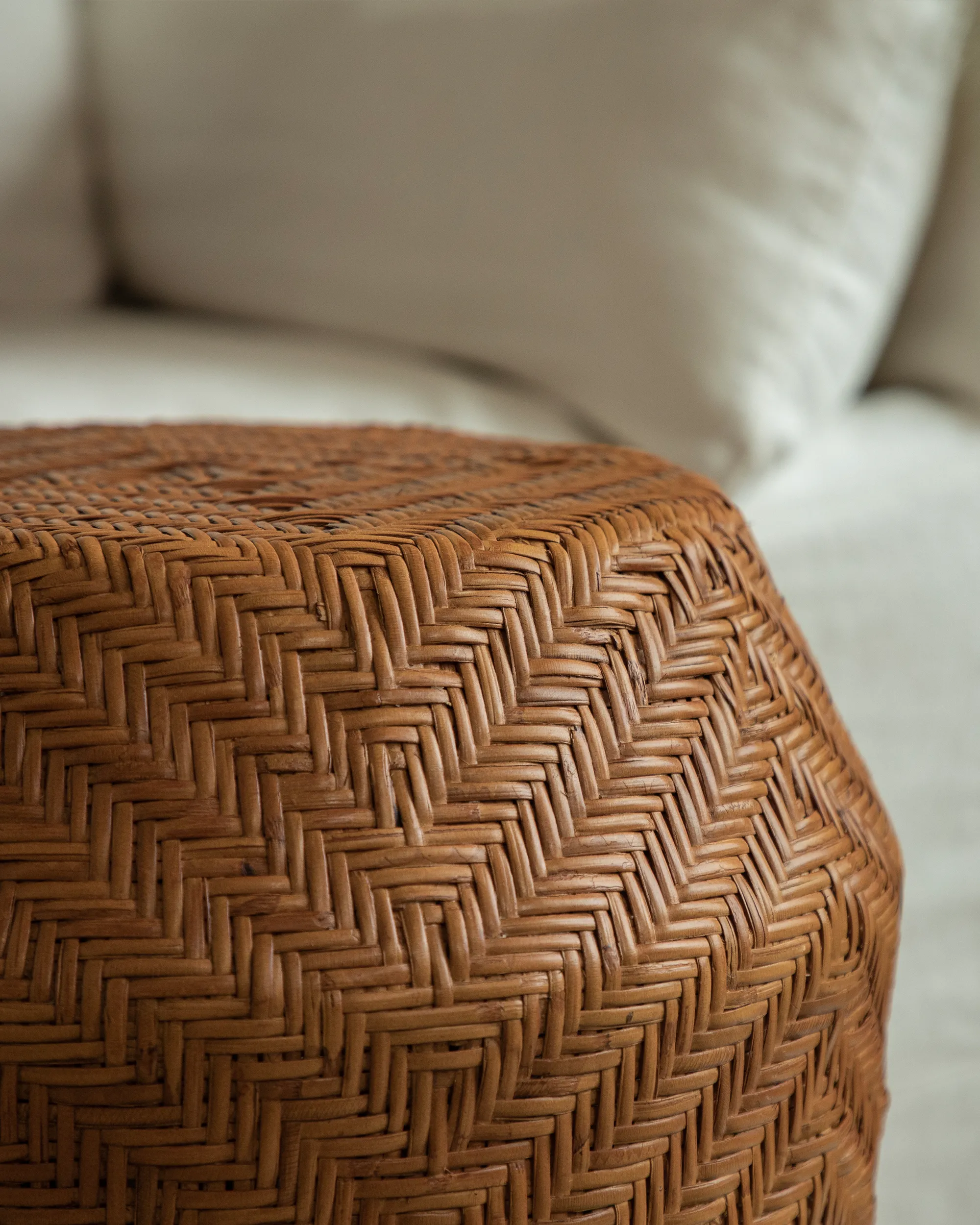 Drum Rattan Side Table