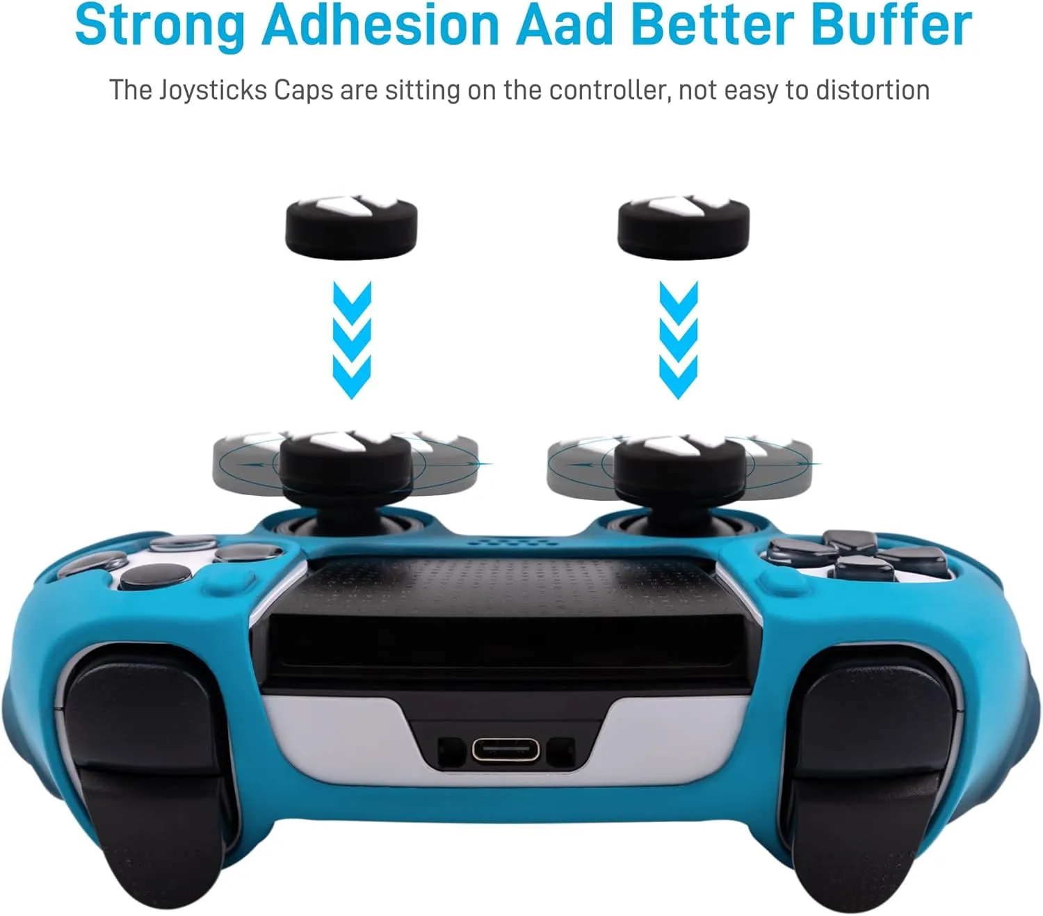 Durable Silicone Grip Cover for DualSense Edge PS5 Controller  Ergonomic, Anti-Slip Design with Thumb Stick Caps for Full Protection (New Blue)