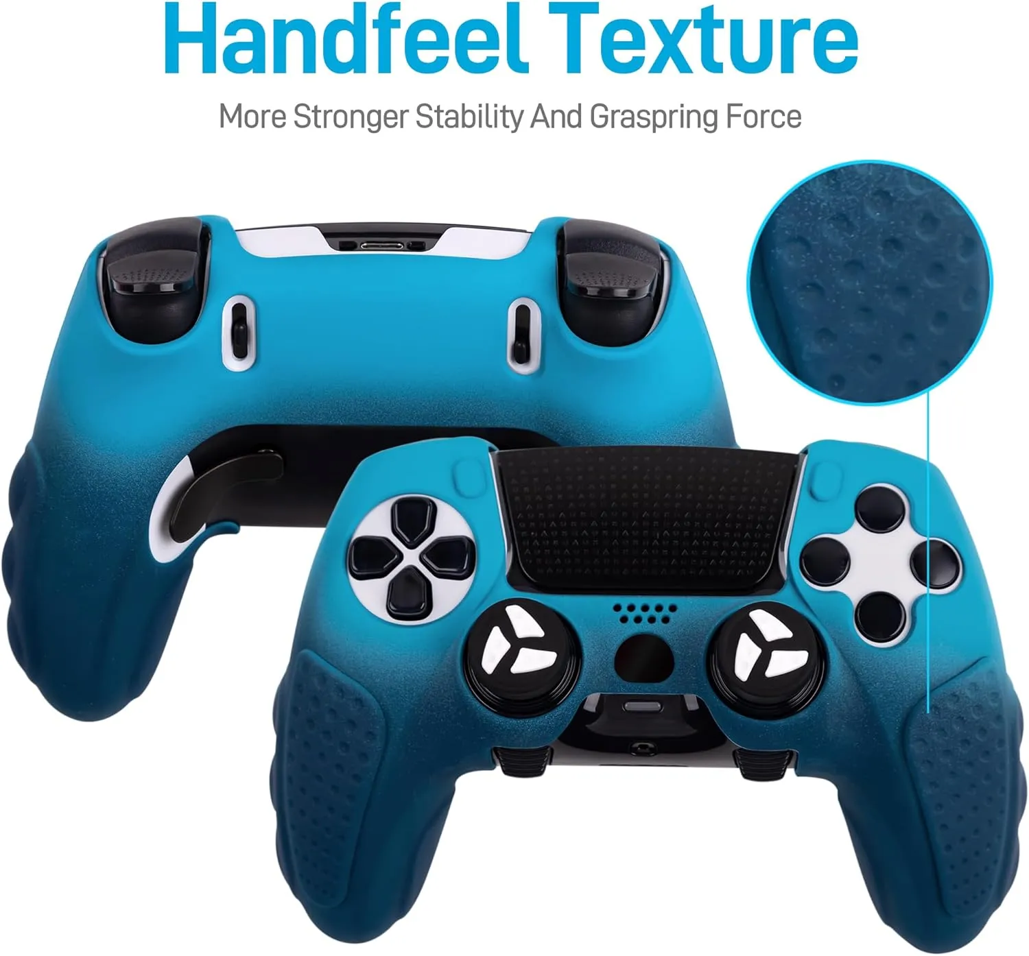 Durable Silicone Grip Cover for DualSense Edge PS5 Controller  Ergonomic, Anti-Slip Design with Thumb Stick Caps for Full Protection (New Blue)
