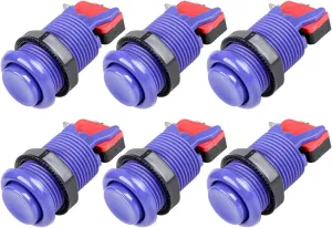 EG STARTS 6X American Style Standard Arcade Buttons Switchable Happ Type 30mm Push Button 3/16" Terminal for Jamma Mame Kit Parts (Dark Purple)