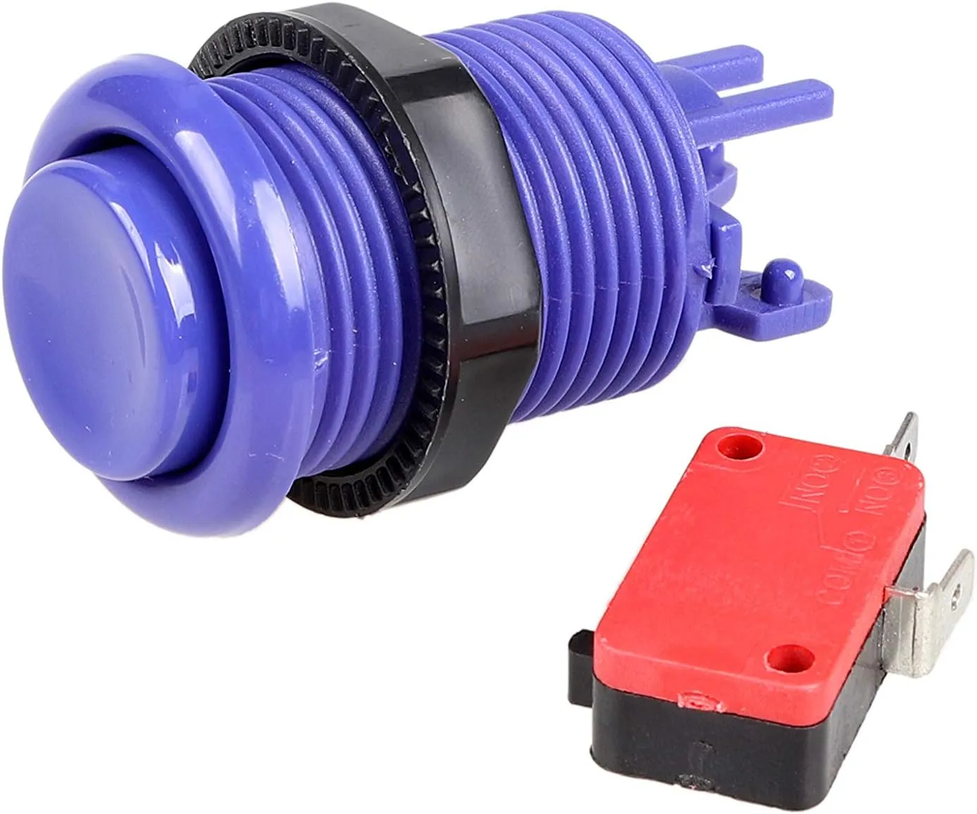 EG STARTS 6X American Style Standard Arcade Buttons Switchable Happ Type 30mm Push Button 3/16" Terminal for Jamma Mame Kit Parts (Dark Purple)