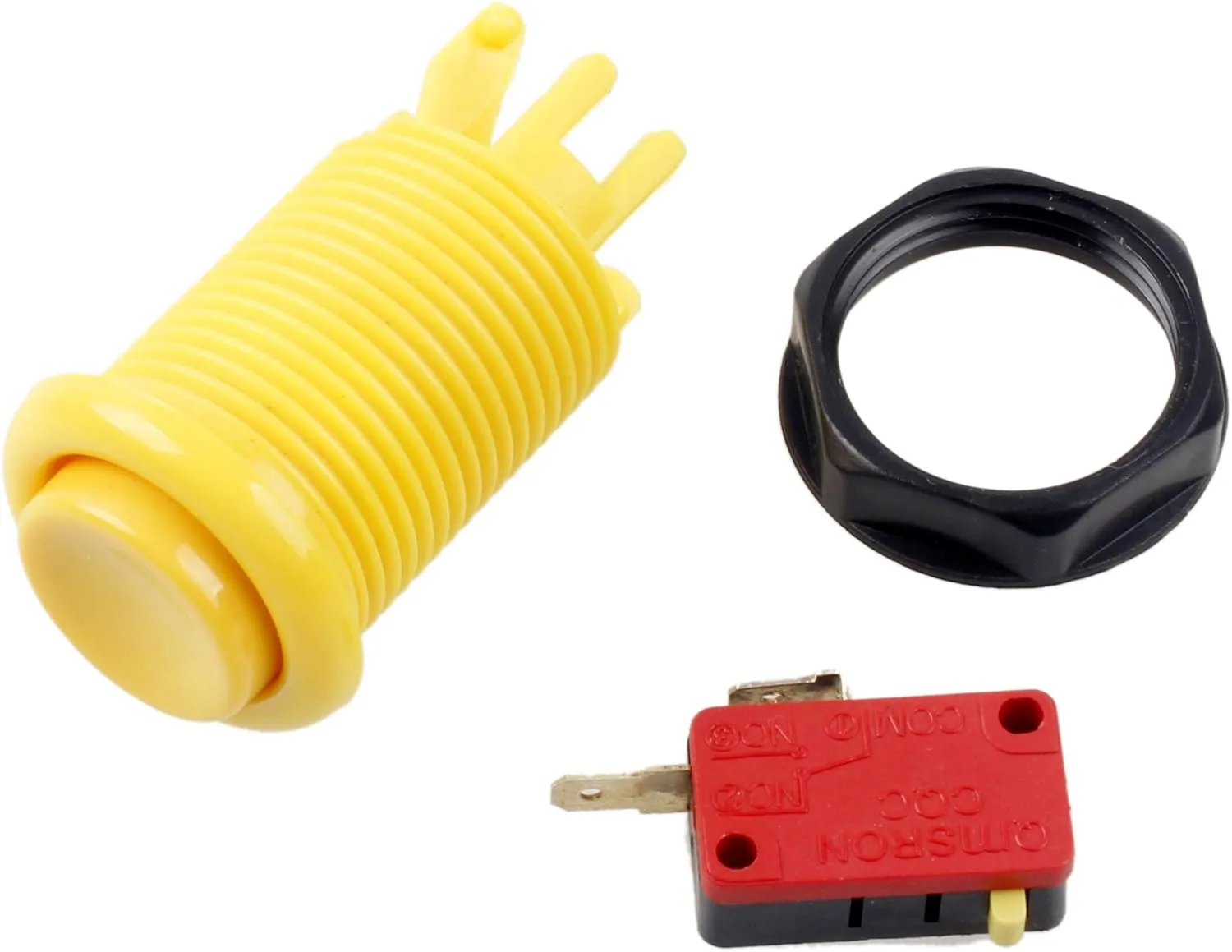 EG STARTS 6X American Style Standard Arcade Buttons Switchable Happ Type 30mm Push Button 3/16" Terminal for Jamma Mame Kit Parts (Yellow)