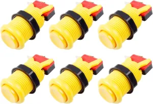 EG STARTS 6X American Style Standard Arcade Buttons Switchable Happ Type 30mm Push Button 3/16" Terminal for Jamma Mame Kit Parts (Yellow)