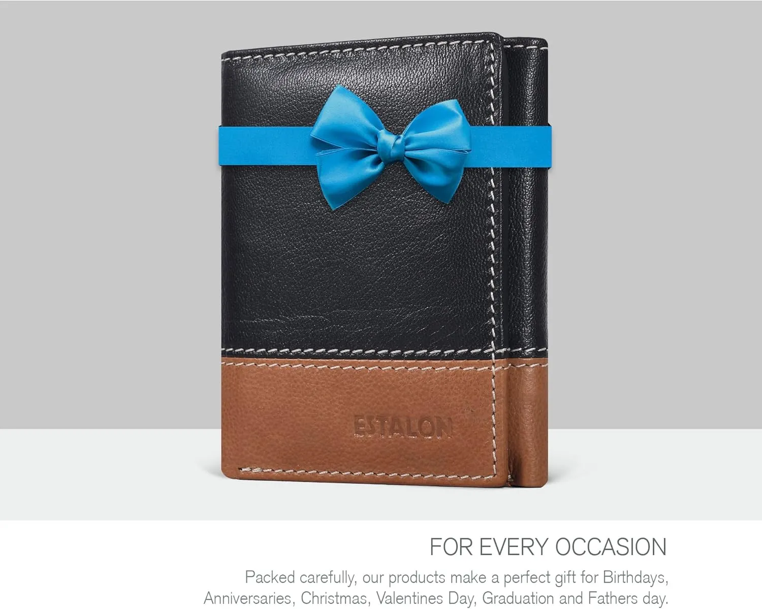 ESTALON Leather Trifold Wallet For Men - RFID Blocking - 6 Card Slots, 2 Slip Pockets & 1 Front ID Window - Minimalist Design, Slim Wallet