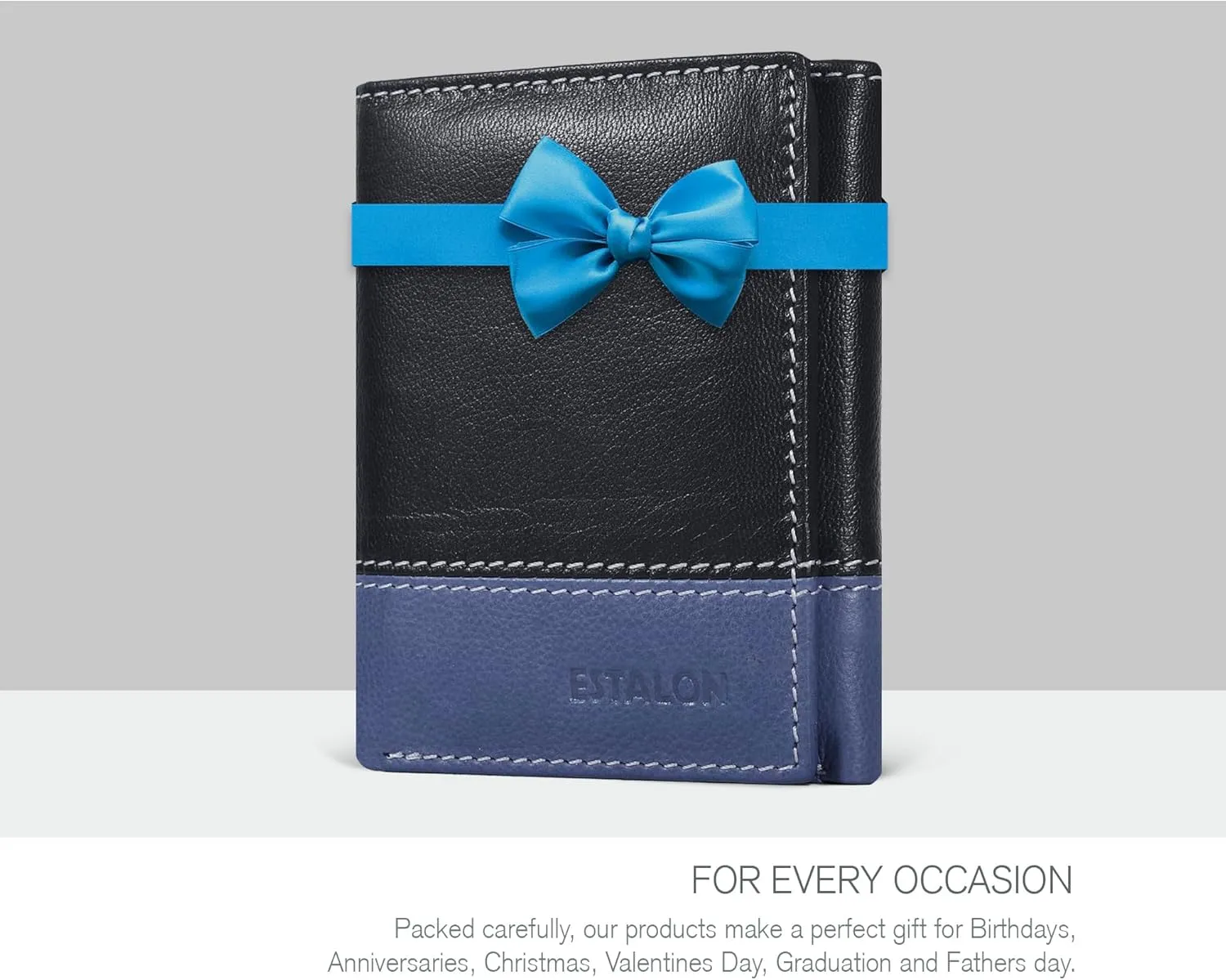 ESTALON Leather Trifold Wallet For Men - RFID Blocking - 6 Card Slots, 2 Slip Pockets & 1 Front ID Window - Minimalist Design, Slim Wallet
