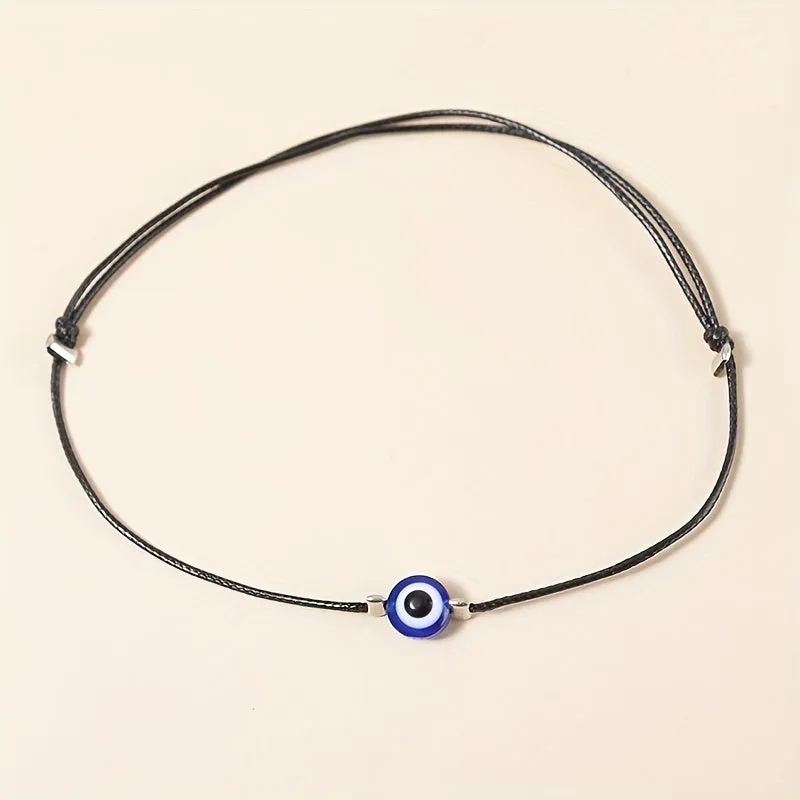 Evil Eye Protection Anklet with Waterproof PU Beads