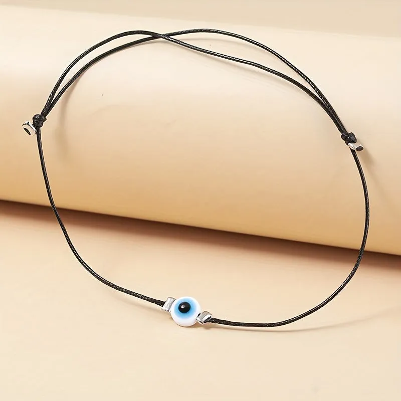 Evil Eye Protection Anklet with Waterproof PU Beads