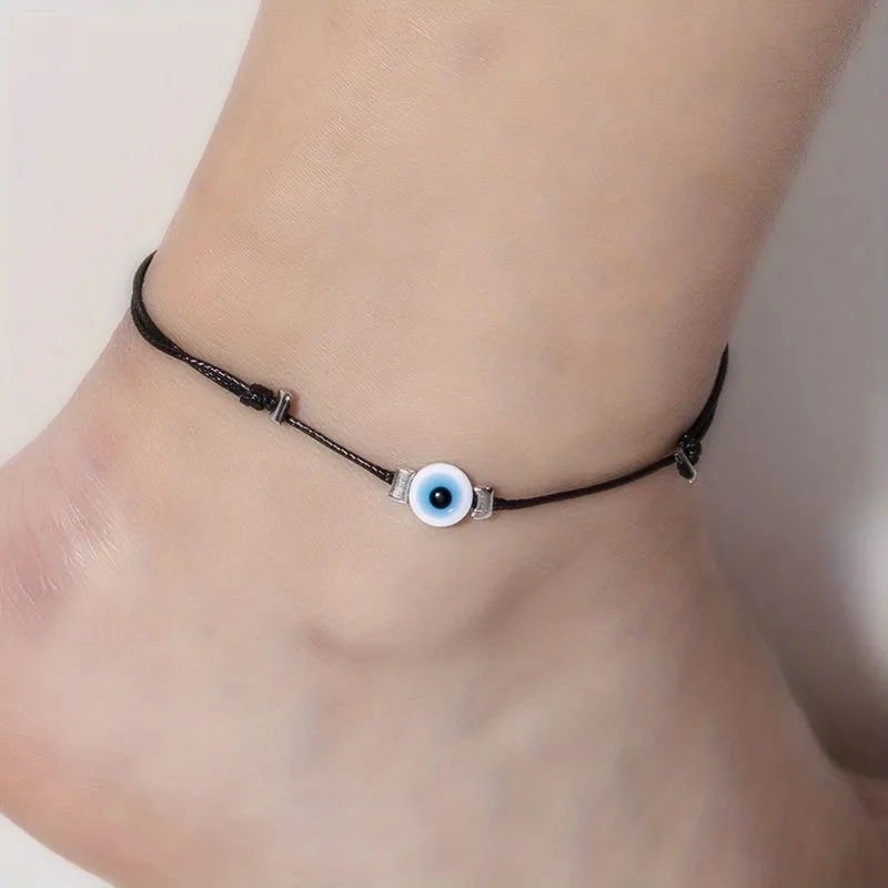 Evil Eye Protection Anklet with Waterproof PU Beads