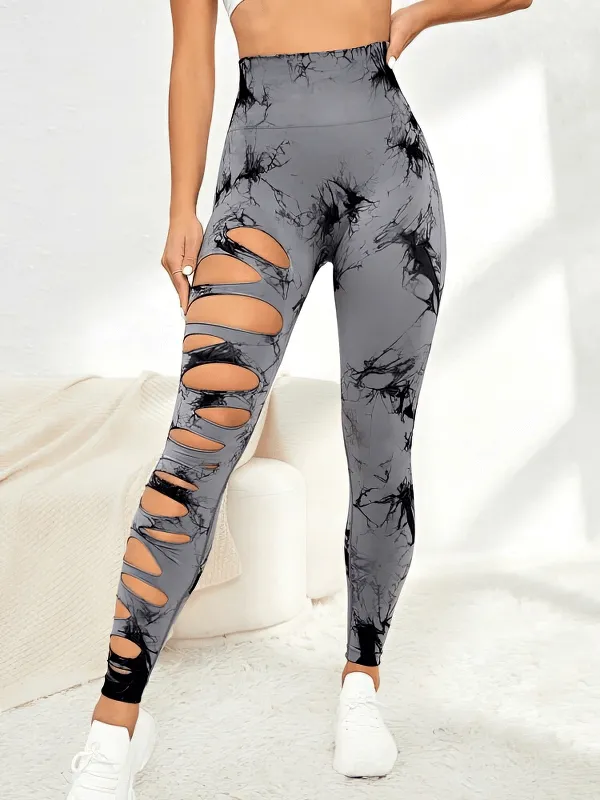 Fashionable Elastic Tight Women's Leggings with Cutouts - SF1310