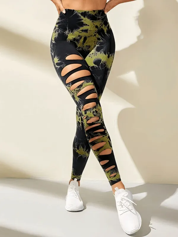 Fashionable Elastic Tight Women's Leggings with Cutouts - SF1310