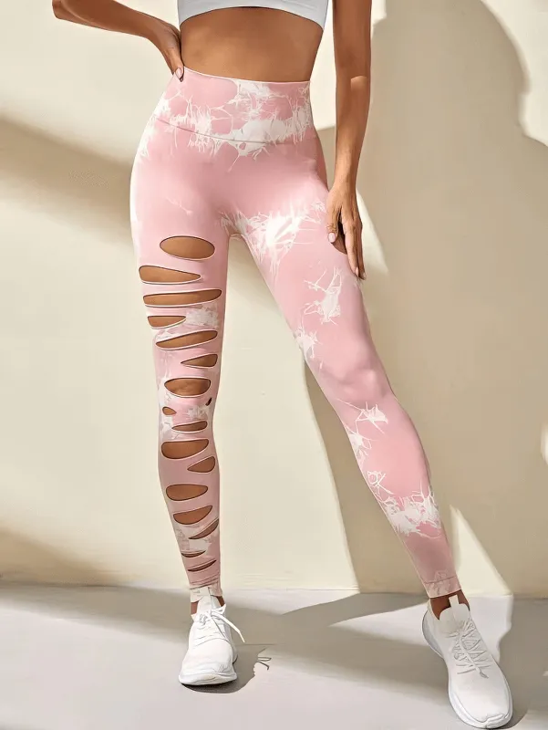 Fashionable Elastic Tight Women's Leggings with Cutouts - SF1310
