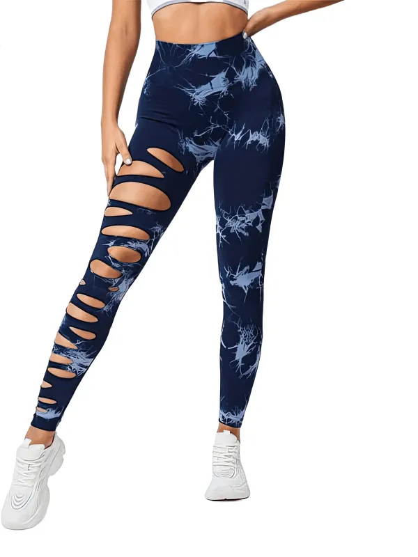 Fashionable Elastic Tight Women's Leggings with Cutouts - SF1310