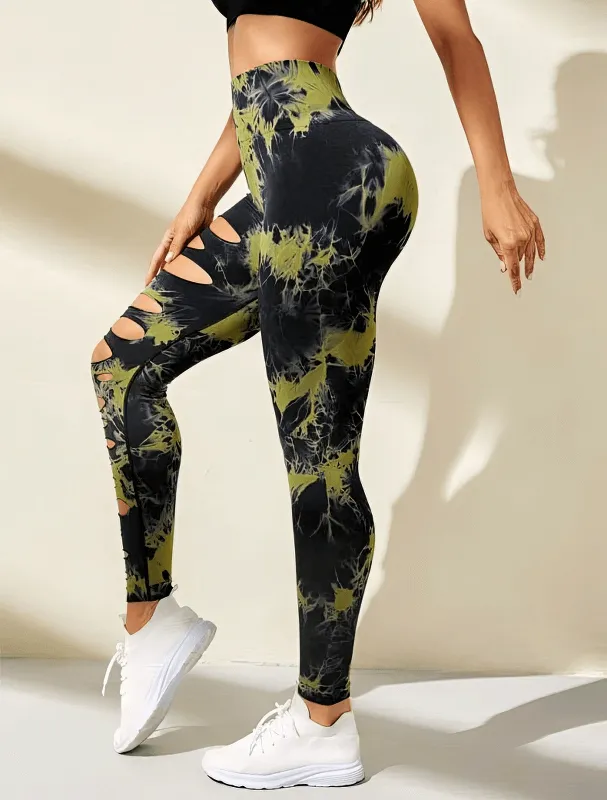 Fashionable Elastic Tight Women's Leggings with Cutouts - SF1310