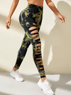 Fashionable Elastic Tight Women's Leggings with Cutouts - SF1310