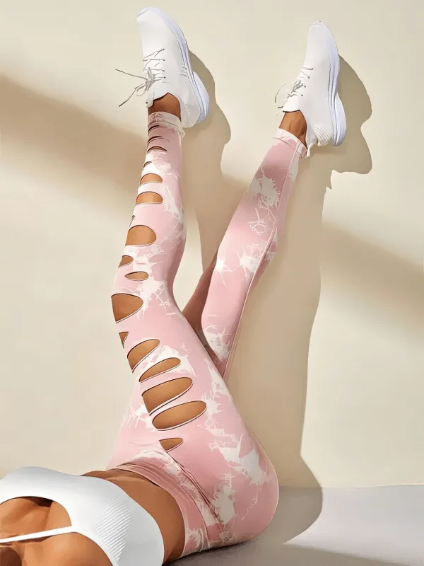 Fashionable Elastic Tight Women's Leggings with Cutouts - SF1310