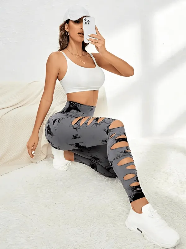 Fashionable Elastic Tight Women's Leggings with Cutouts - SF1310