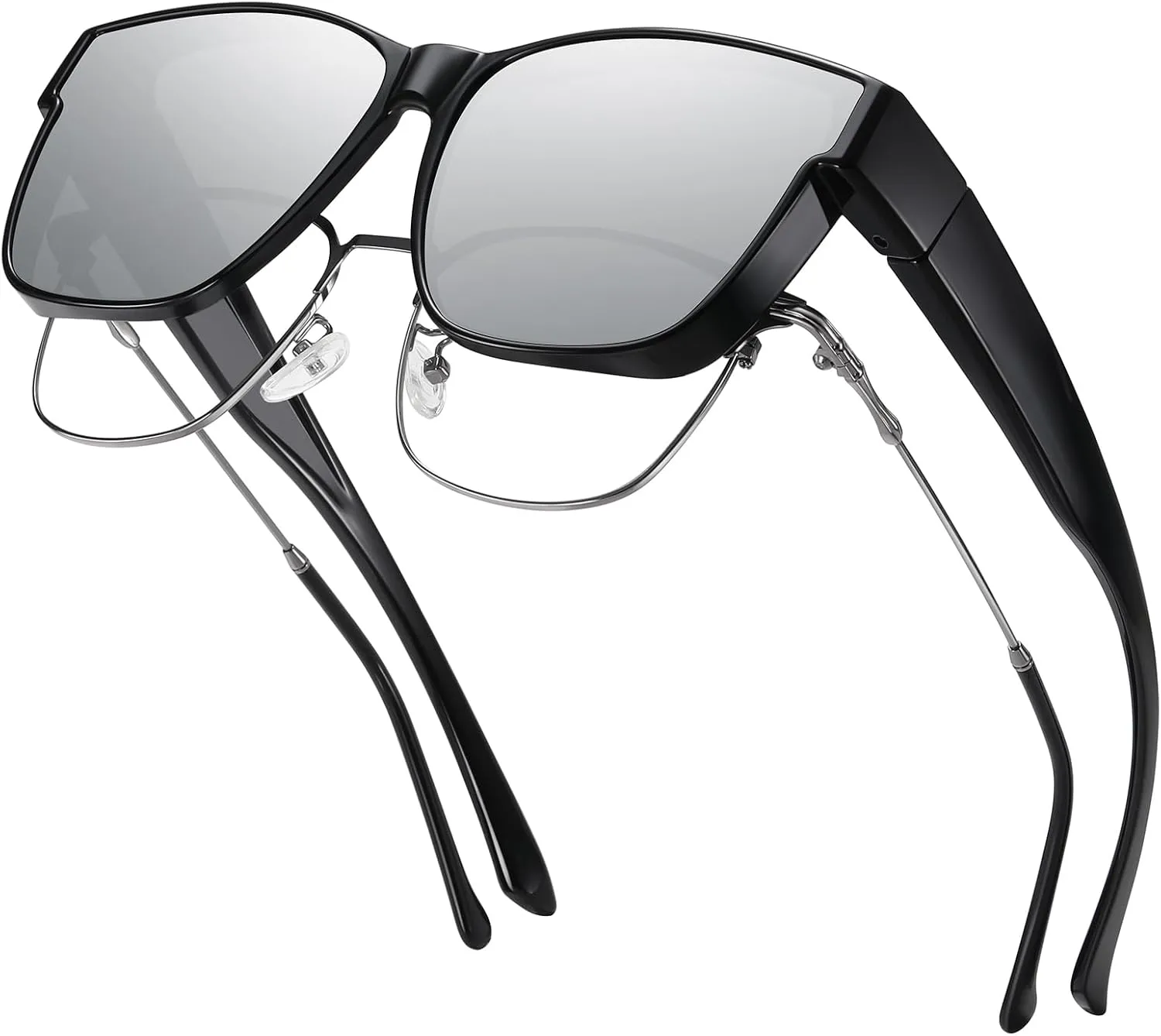GEGURI Polarized Sunglasses Fit Over Glasses for Men Women, Oversized Square Sun Glasses UV400 Protection Shades