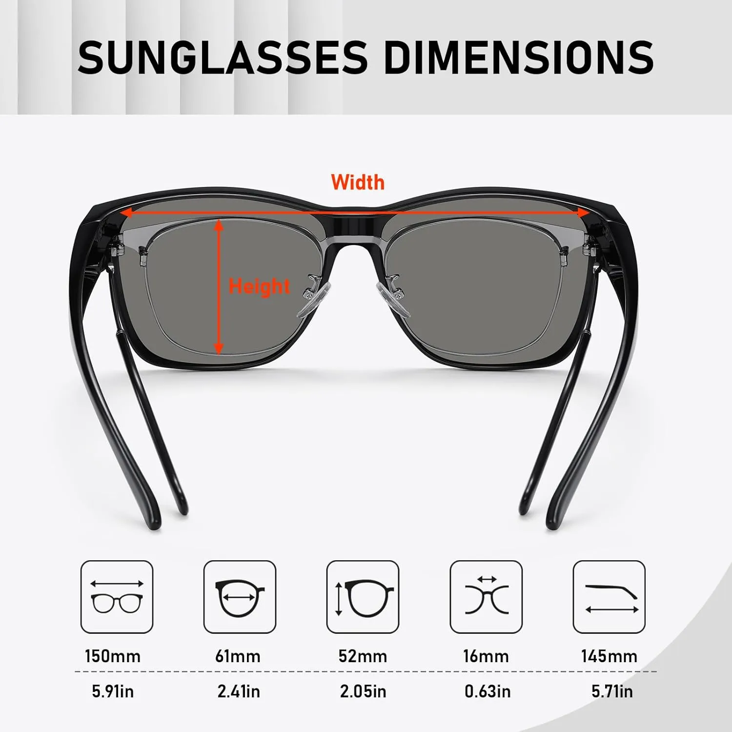 GEGURI Polarized Sunglasses Fit Over Glasses for Men Women, Oversized Square Sun Glasses UV400 Protection Shades