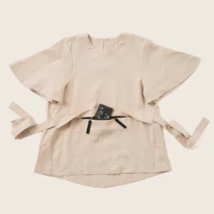 Girls' Pure Linen T1D Top with Integrated Pocket - OEKO-TEX® Certified, Made in Europe