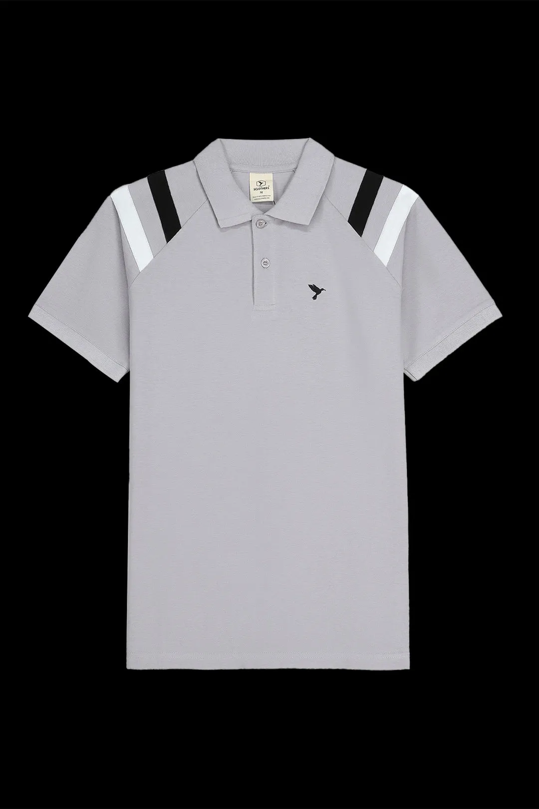 Grey Cut & Sew Raglan Polo Shirt (Plus Size) - S23 - MP0231P