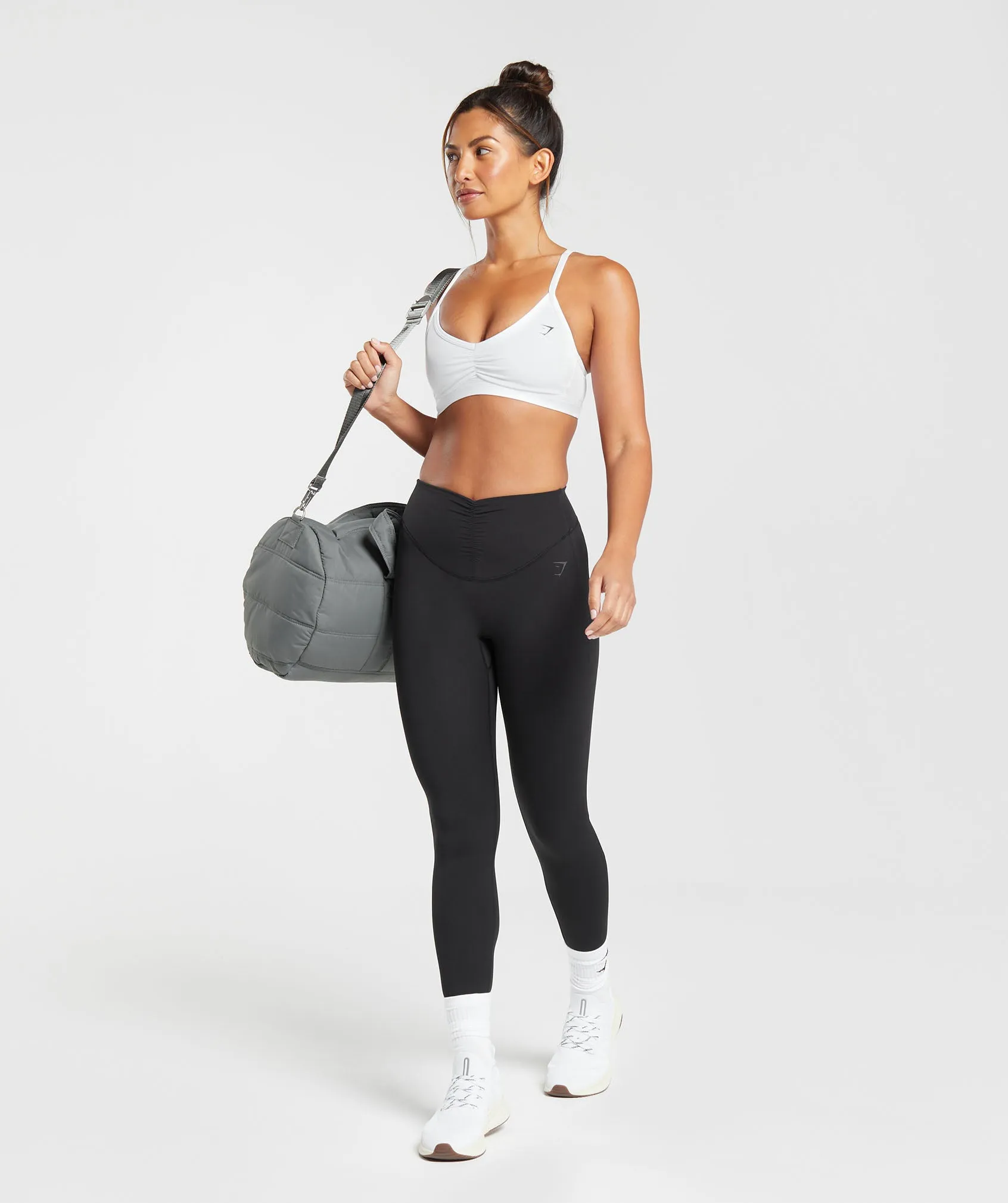 Gymshark Ruched Strappy Sports Bra - White
