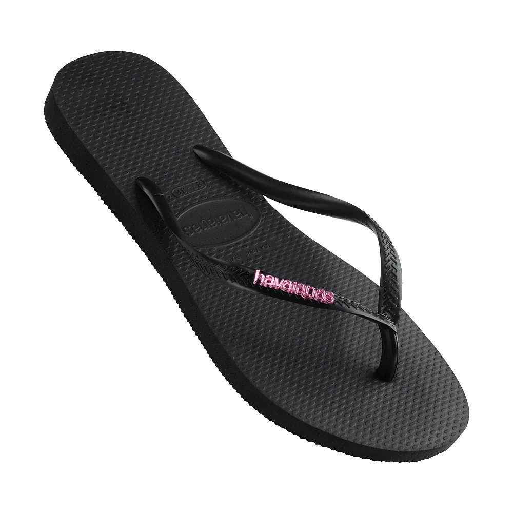 Havaianas Slim Logo Metallic - Blk/Pink