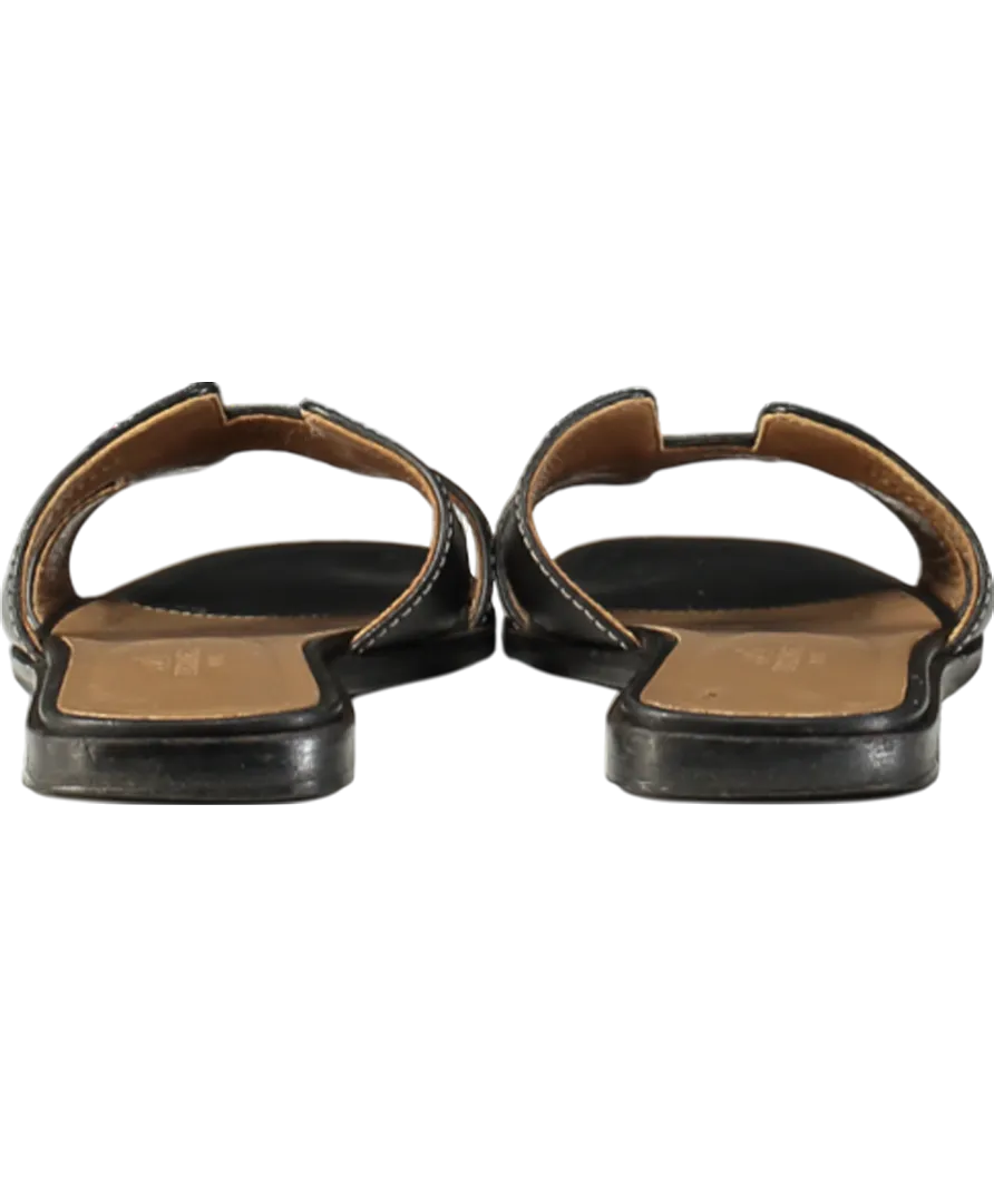 HERMÉS Black Leather Iconic Oran Sandal UK 2 EU 35 👠