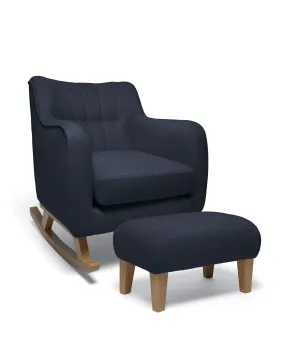 Hilston Nursing Chair & Footsool Set - Navy Woven