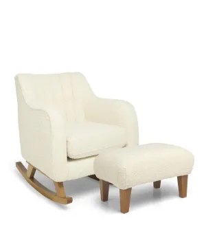 Hilston Nursing Chair & Footsool Set - Oyster Chenille Boucle