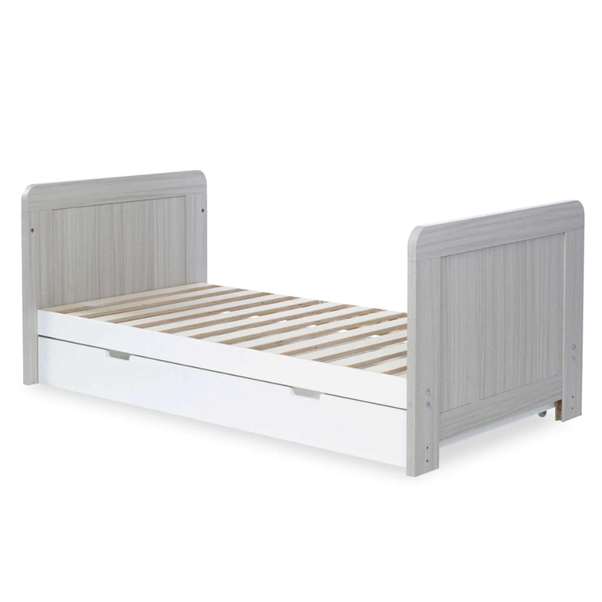 Ickle Bubba Pembrey Cot Bed and Under Drawer Ash Grey & White