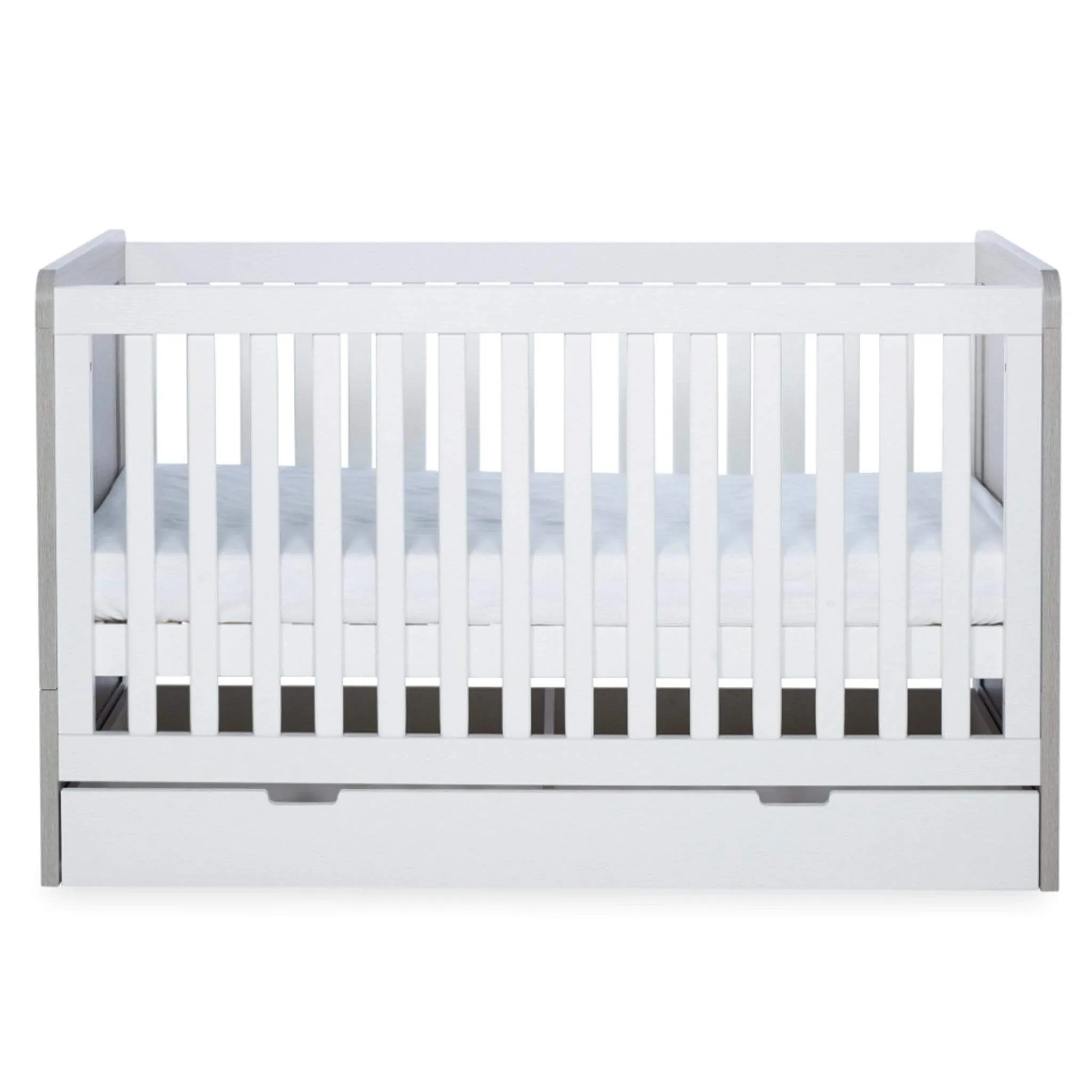 Ickle Bubba Pembrey Cot Bed and Under Drawer Ash Grey & White