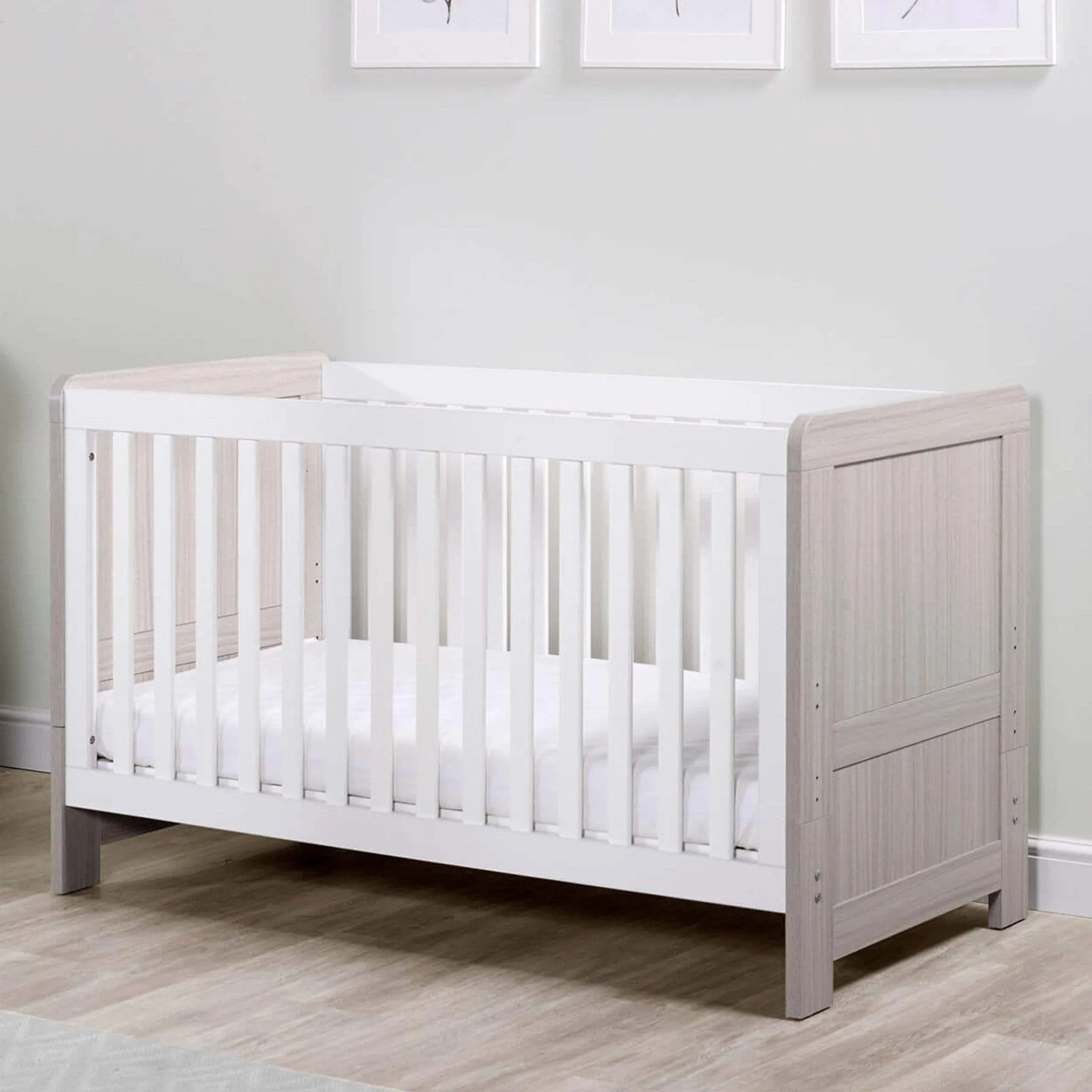 Ickle Bubba Pembrey Cot Bed Ash Grey & White