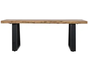 Kiel Wood Dining Bench in Brown and Black