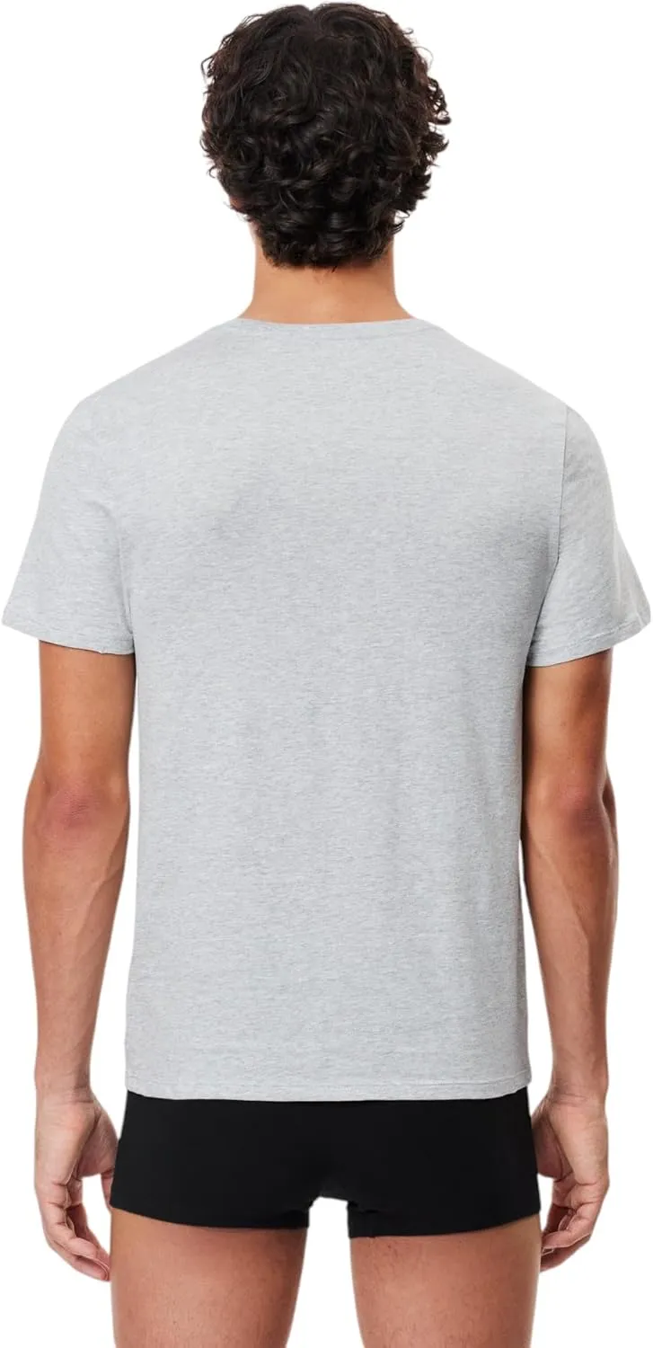Lacoste Men's 100% Cotton Slim Fit Crew Neck Undershirt, 3-Pack