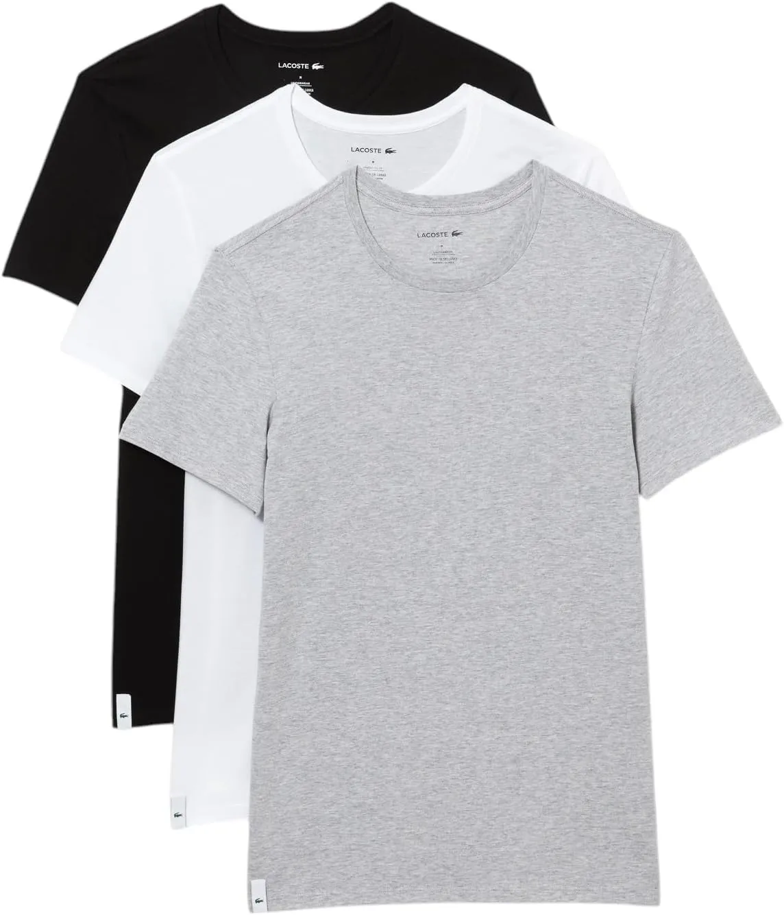 Lacoste Men's 100% Cotton Slim Fit Crew Neck Undershirt, 3-Pack