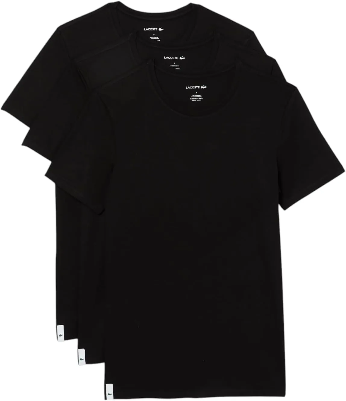 Lacoste Men's 100% Cotton Slim Fit Crew Neck Undershirt, 3-Pack